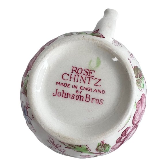 Johnson Brothers Rose Chintz Mini Creamer & Open Sugar Bowl Made England Stamp - Picture 7 of 12